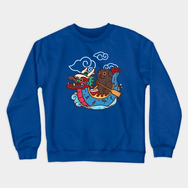 Dragon Boat Ollie Crewneck Sweatshirt by Puglie Pug 